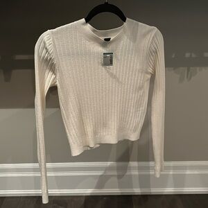 White Icone Cropped Long Sleeve